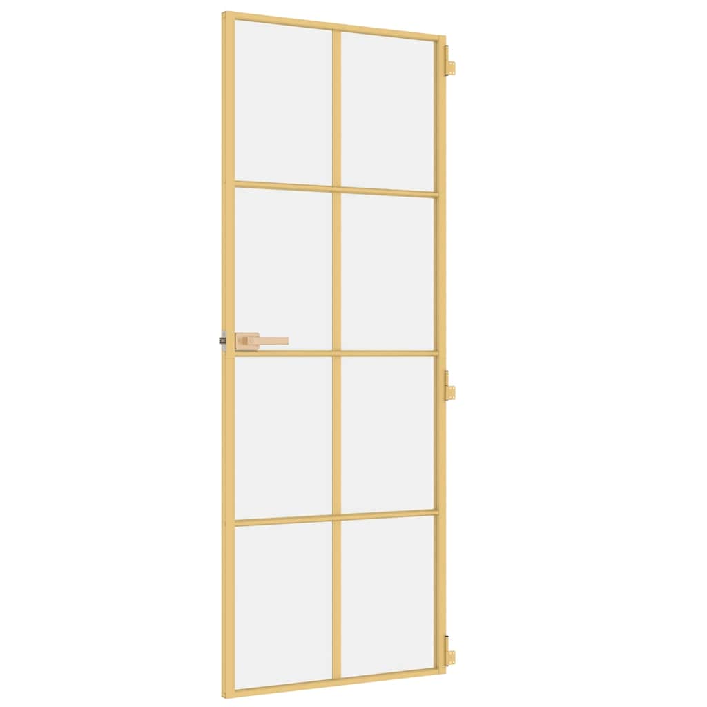 Sisäovi Ohut Kultainen 76X201,5 Cm Karkaistu Lasi Ja Alumiini