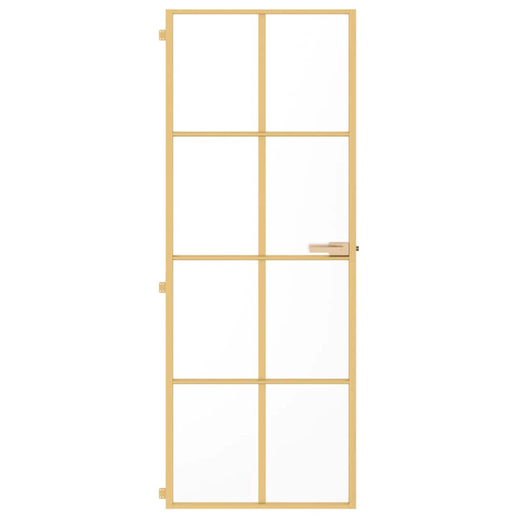 Sisäovi Ohut Kultainen 76X201,5 Cm Karkaistu Lasi Ja Alumiini