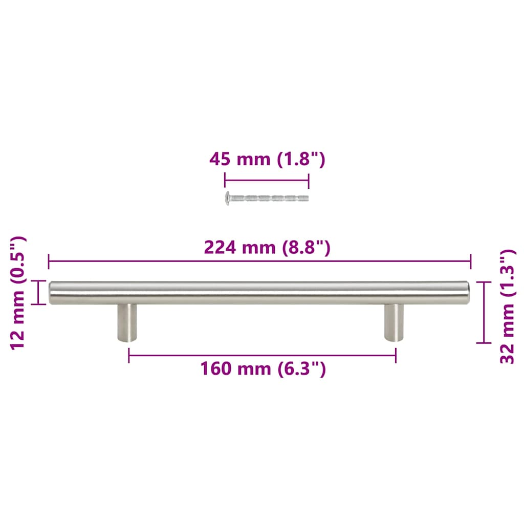 Kaapin Kahvat 10 Kpl Hopea 160 Mm Ruostumaton Teräs