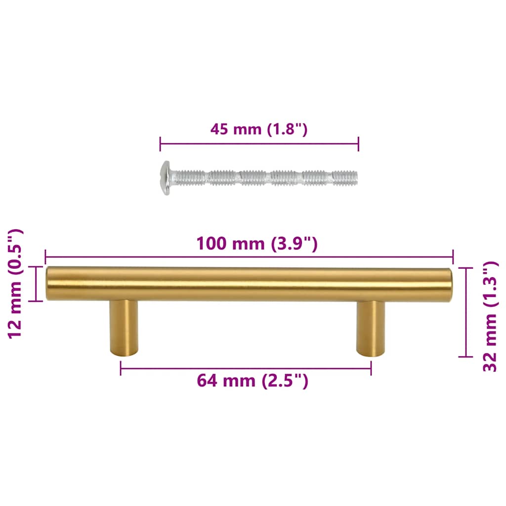 Kaapin Kahvat 10 Kpl Kulta 64 Mm Ruostumaton Teräs