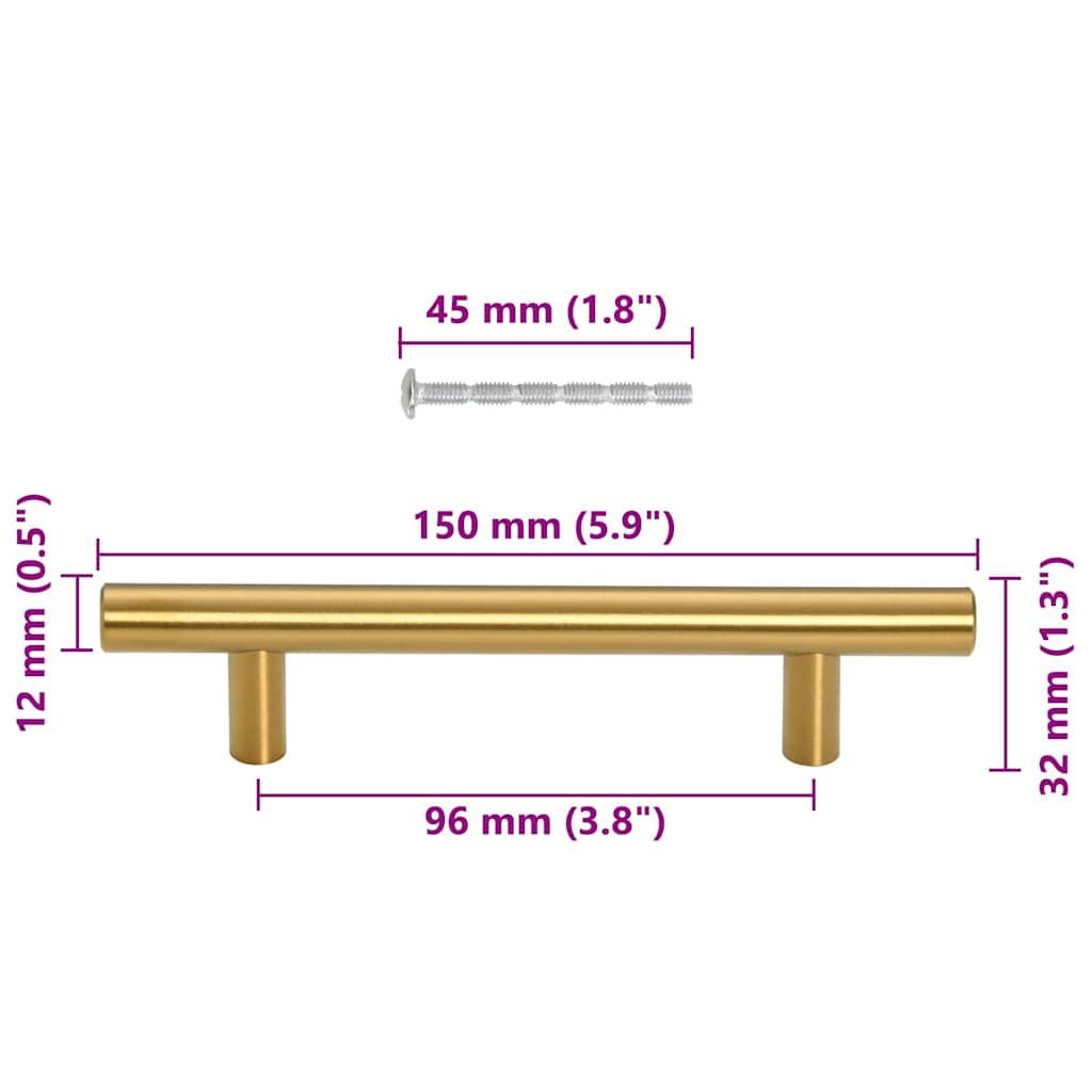 Kaapin Kahvat 10 Kpl Kulta 96 Mm Ruostumaton Teräs