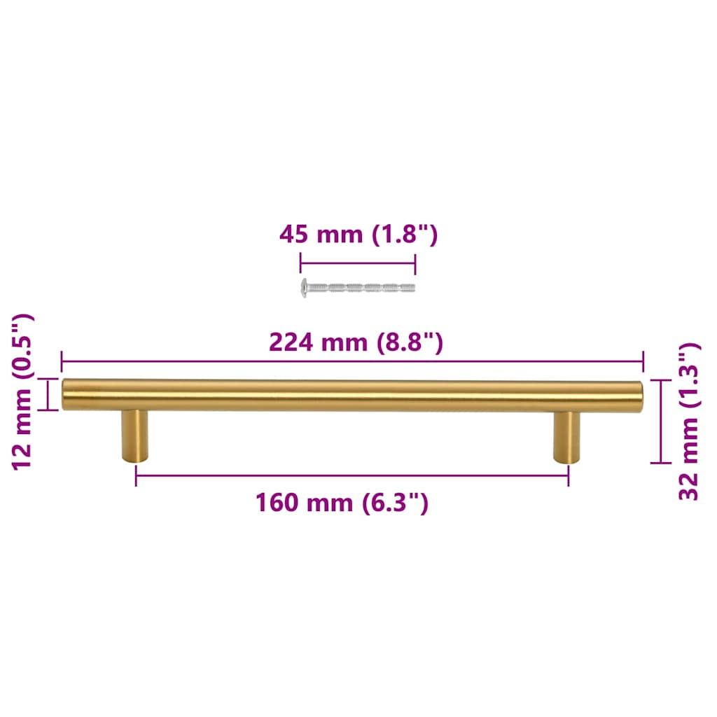 Kaapin Kahvat 10 Kpl Kulta 160 Mm Ruostumaton Teräs