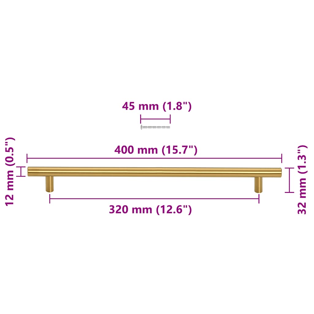 Kaapin Kahvat 5 Kpl Kulta 320 Mm Ruostumaton Teräs