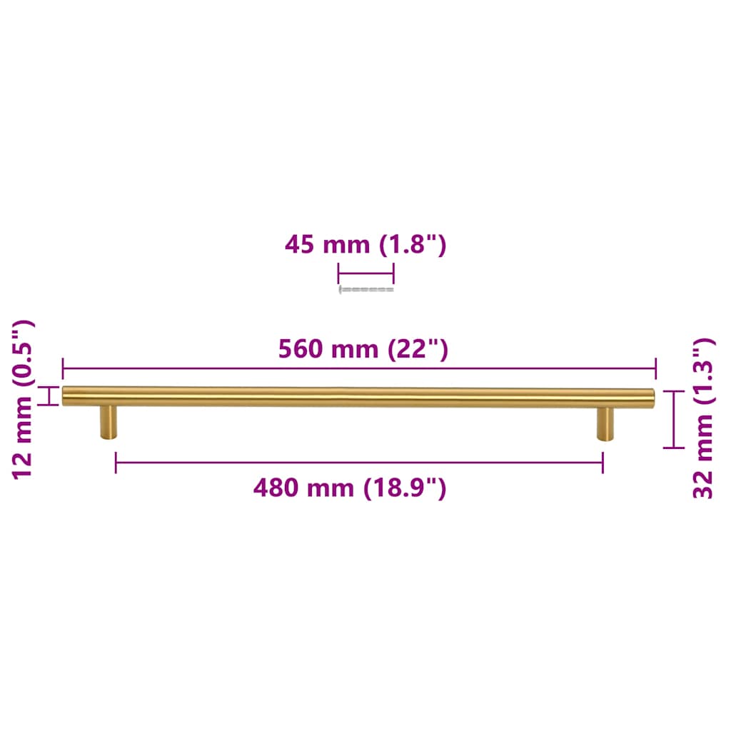 Kaapin Kahvat 5 Kpl Kulta 480 Mm Ruostumaton Teräs