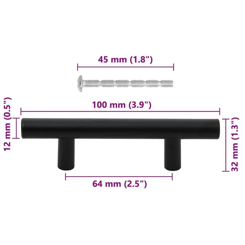 Kaapin Kahvat 10 Kpl Musta 64 Mm Ruostumaton Teräs