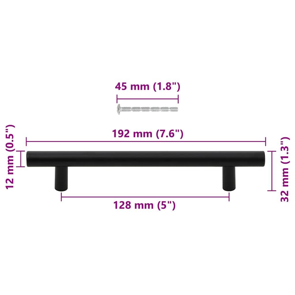 Kaapin Kahvat 10 Kpl Musta 128 Mm Ruostumaton Teräs