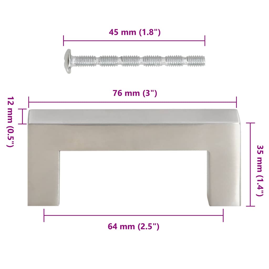 Kaapin Kahvat 10 Kpl Hopea 64 Mm Ruostumaton Teräs
