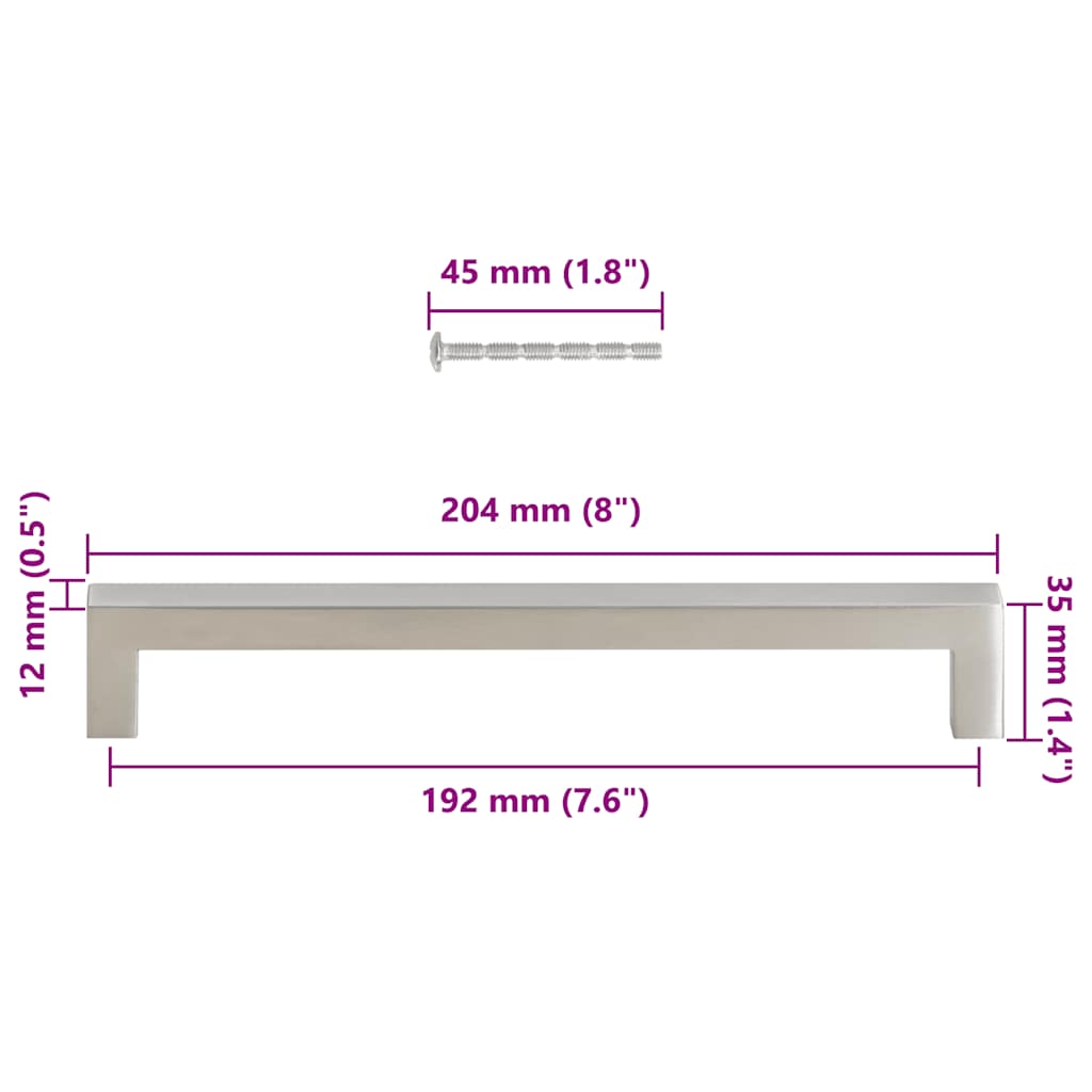 Kaapin Kahvat 5 Kpl Hopea 192 Mm Ruostumaton Teräs