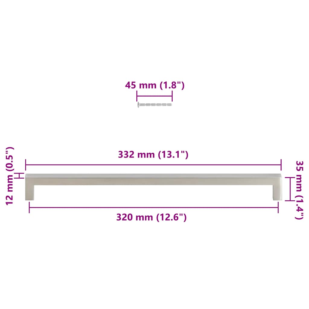 Kaapin Kahvat 5 Kpl Hopea 320 Mm Ruostumaton Teräs