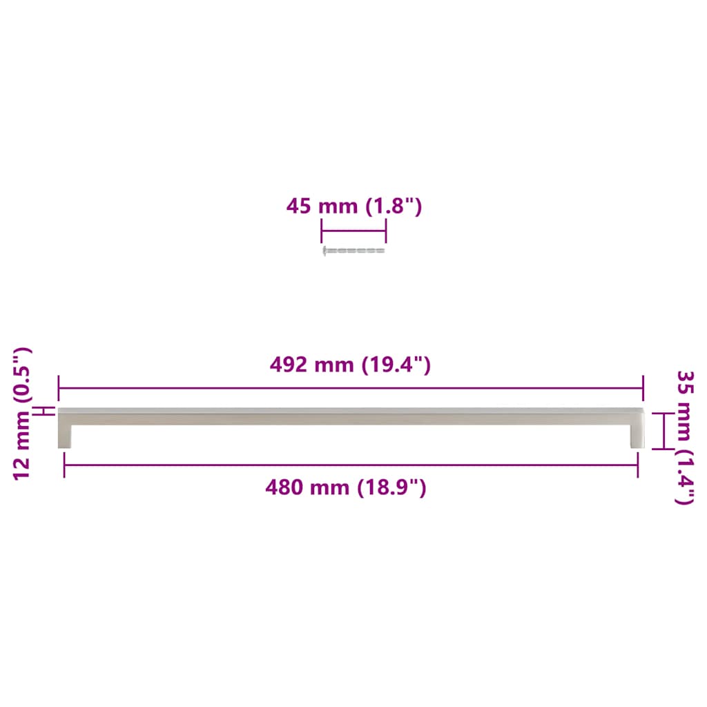 Kaapin Kahvat 5 Kpl Hopea 480 Mm Ruostumaton Teräs