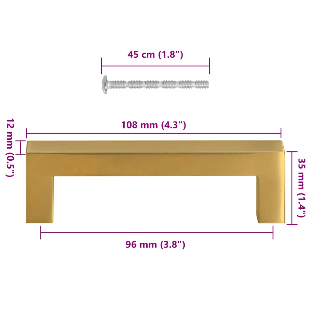 Kaapin Kahvat 10 Kpl Kulta 96 Mm Ruostumaton Teräs