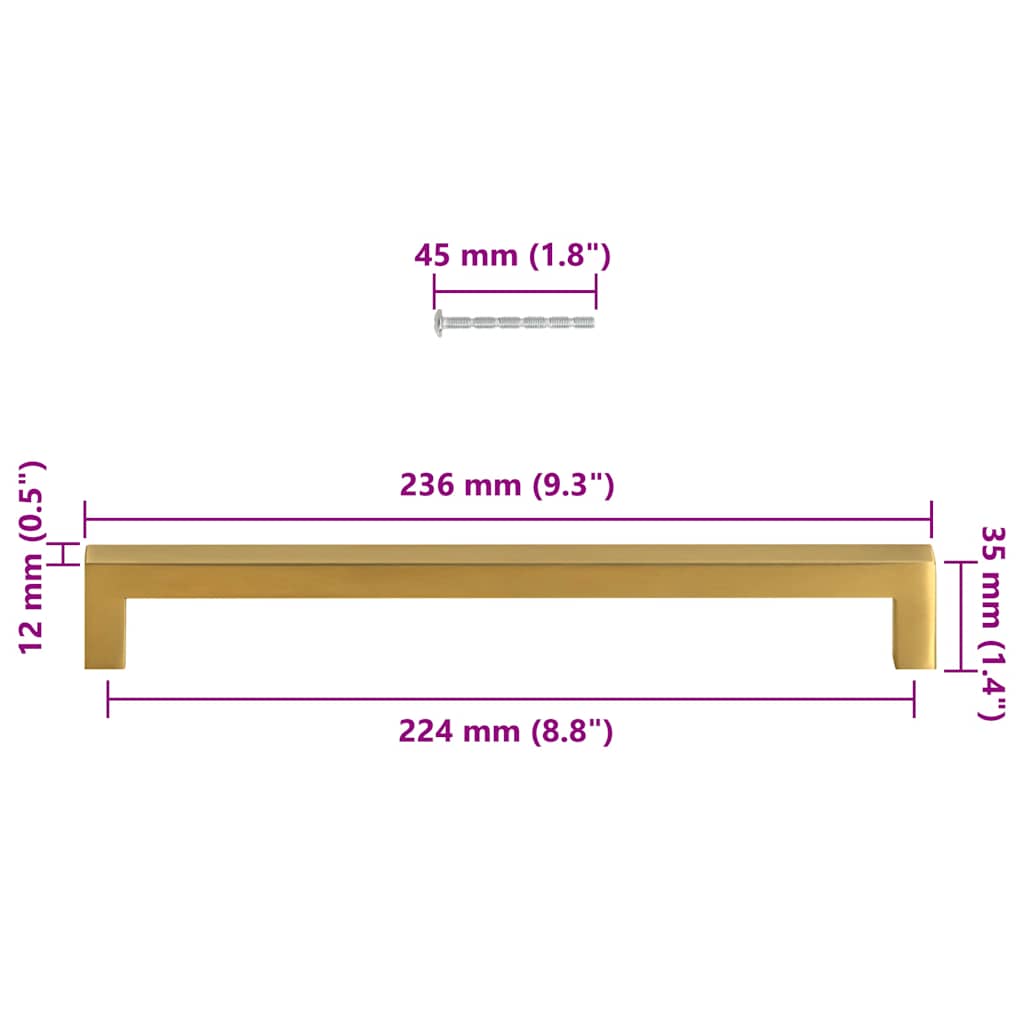 Kaapin Kahvat 5 Kpl Kulta 224 Mm Ruostumaton Teräs