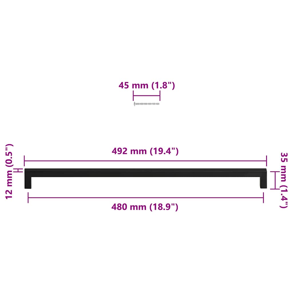 Kaapin Kahvat 5 Kpl Musta 480 Mm Ruostumaton Teräs