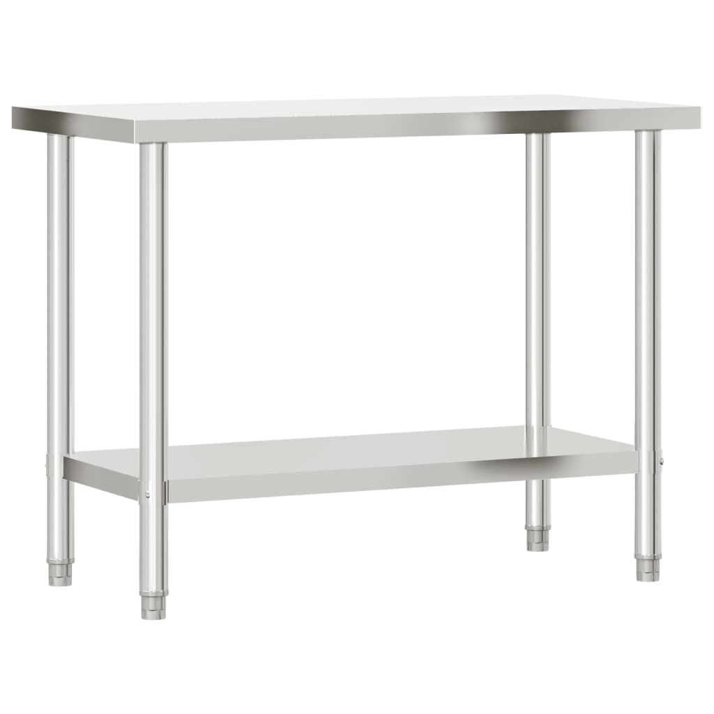 Keittiön Työpöytä Ylähyllyllä 110X55X120 Cm Ruostumaton Teräs