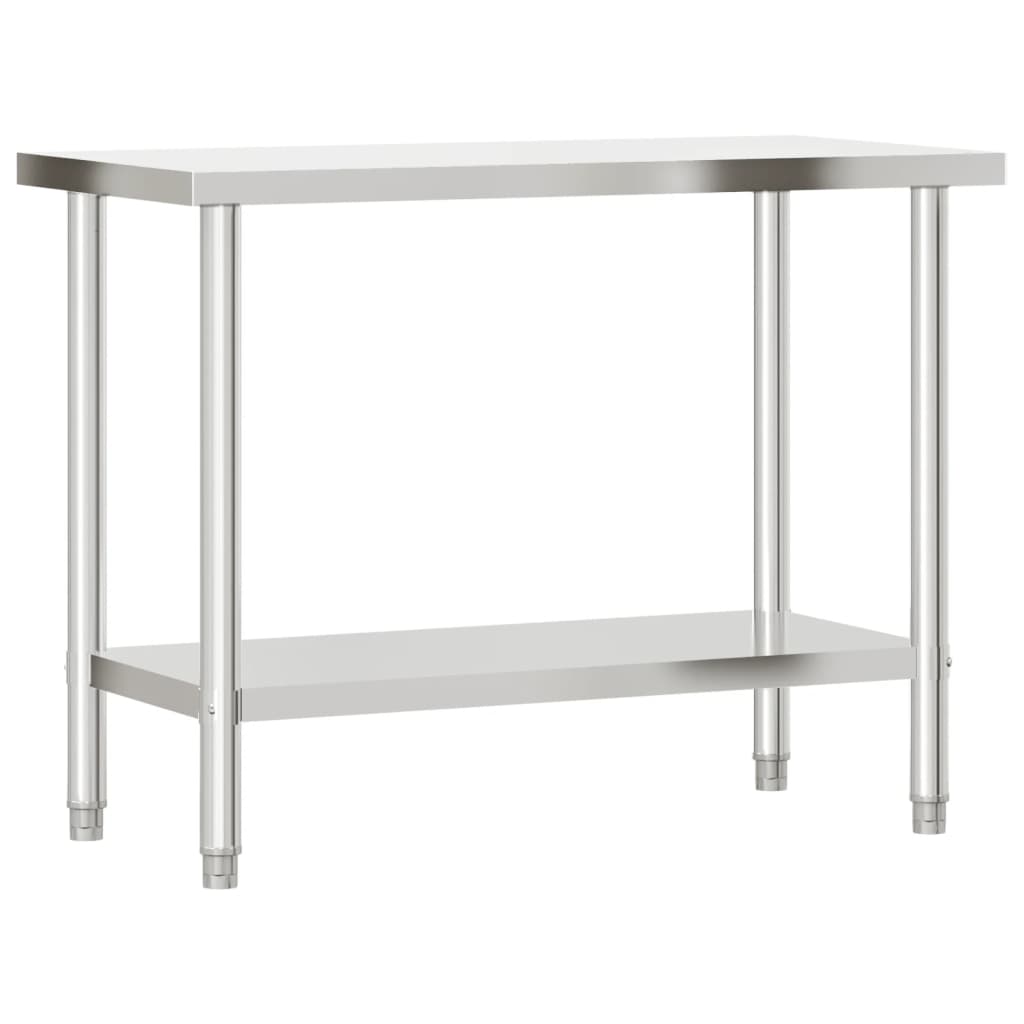 Keittiön Työpöytä Ylähyllyllä 110X55X120 Cm Ruostumaton Teräs