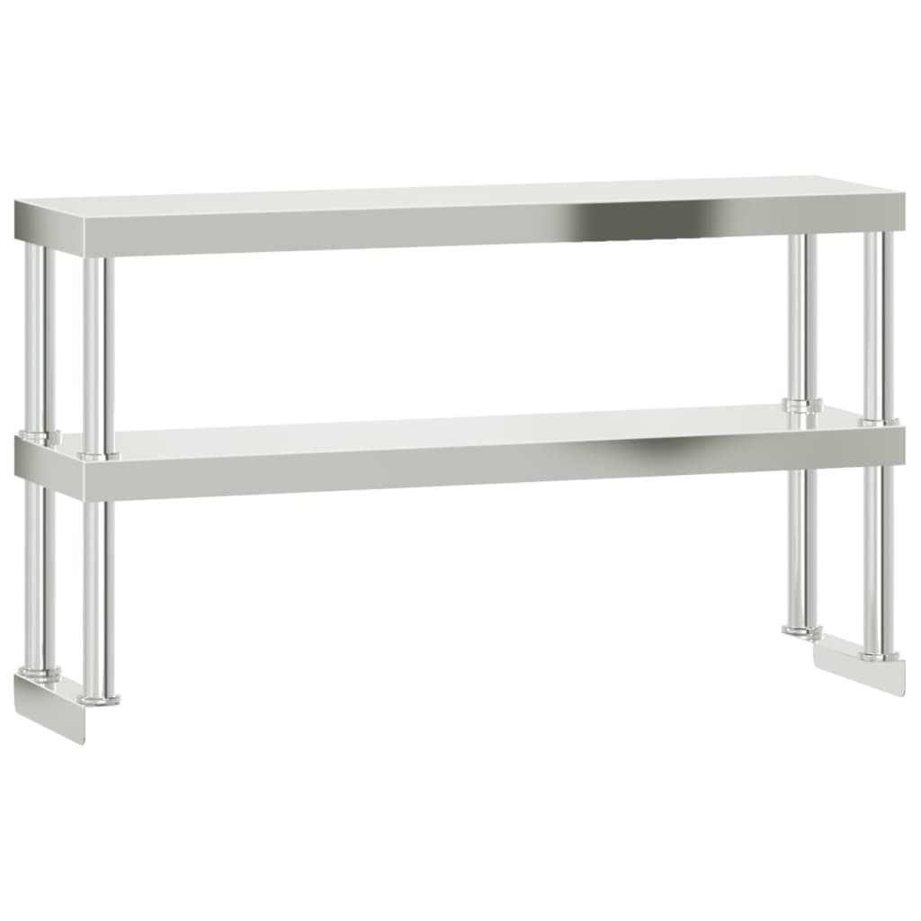 Keittiön Työpöytä Ylähyllyllä 110X55X150 Cm Ruostumaton Teräs