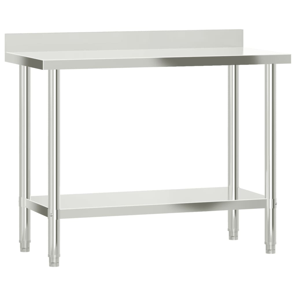 Keittiön Työpöytä Roiskesuojalla 110X55X93 Cm Ruostumaton Teräs