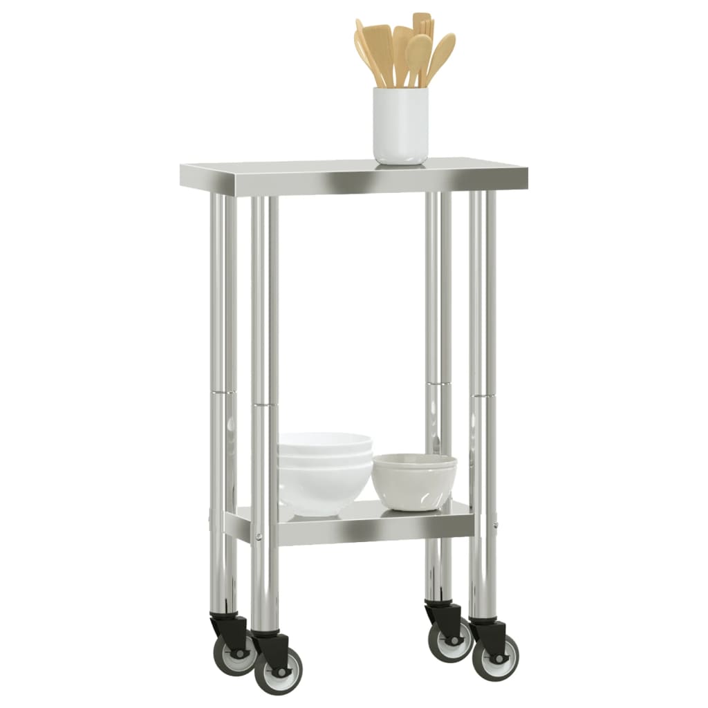 Keittiön Työpöytä Pyörillä 55X30X85 Cm Ruostumaton Teräs