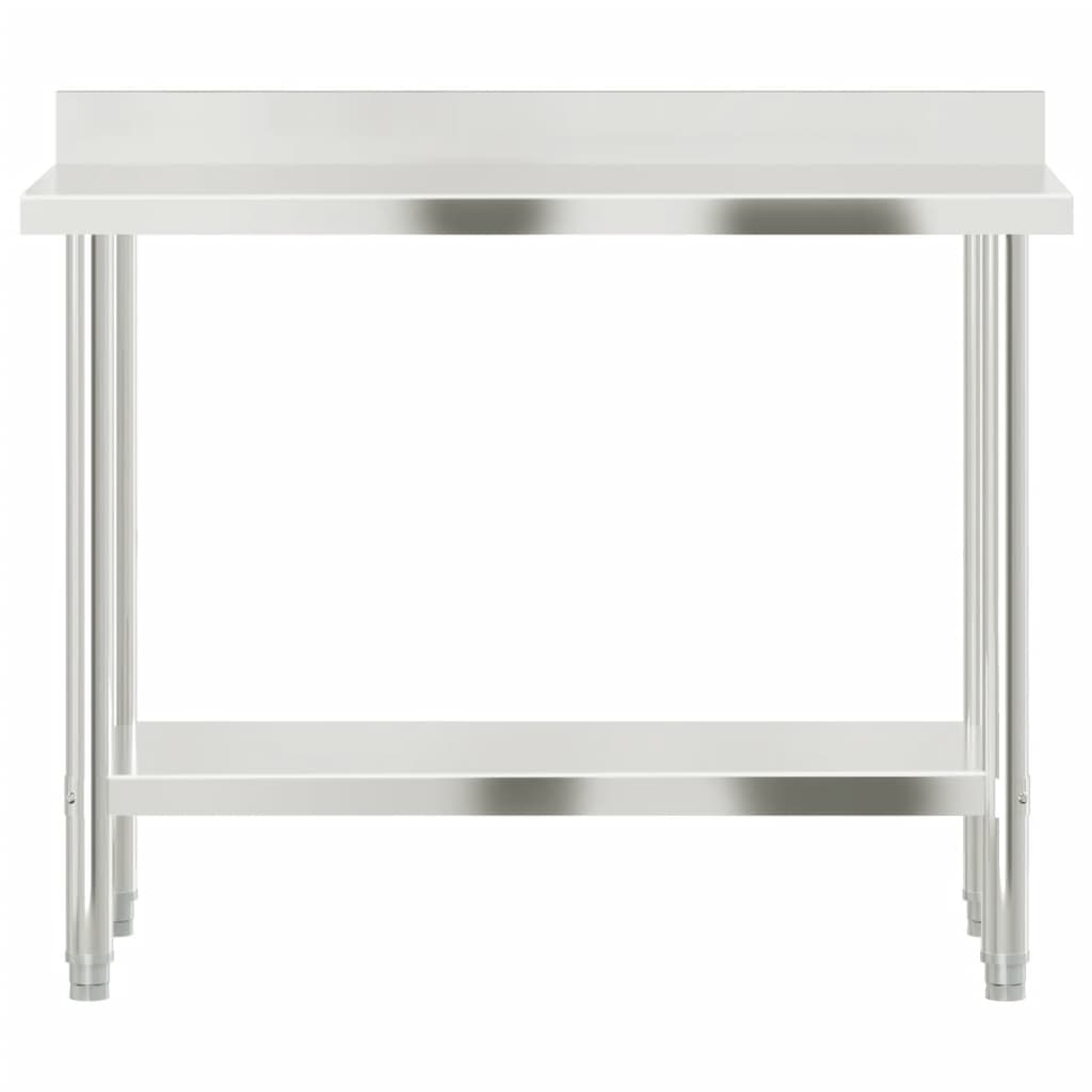 Keittiön Työpöytä Roiskesuojalla 110X55X93 Cm Ruostumaton Teräs