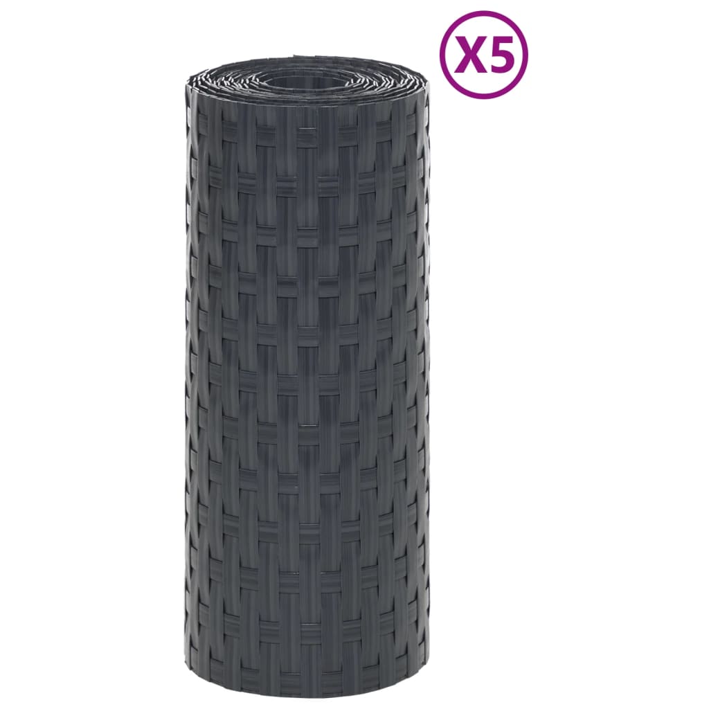 Parvekesuojat 5 Kpl Antrasiitti 255X19 Cm Polyrottinki