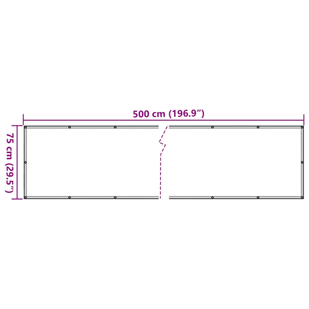 Parvekkeen Yksityisyyssuoja Antrasiitti 500X75 Cm Pvc