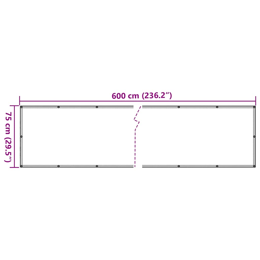 Parvekkeen Yksityisyyssuoja Antrasiitti 600X75 Cm Pvc