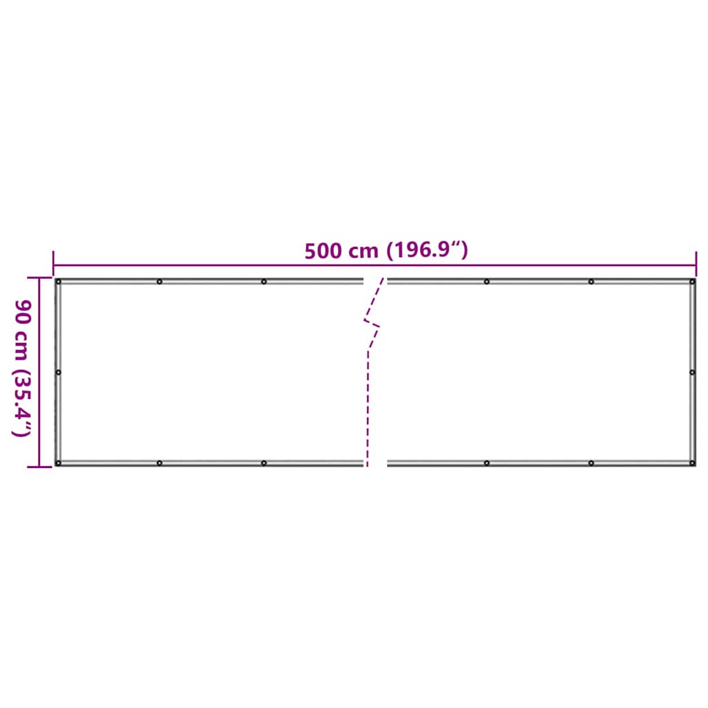 Parvekkeen Yksityisyyssuoja Antrasiitti 500X90 Cm Pvc