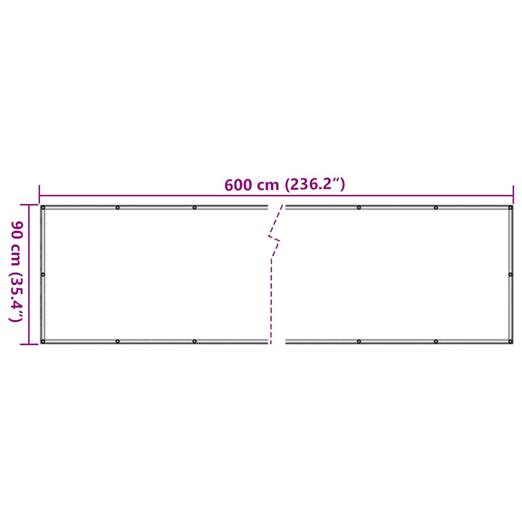 Parvekkeen Yksityisyyssuoja Antrasiitti 600X90 Cm Pvc