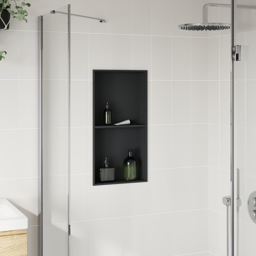 Suihkuhylly Matta Musta 32X62X9 Cm Ruostumaton Teräs