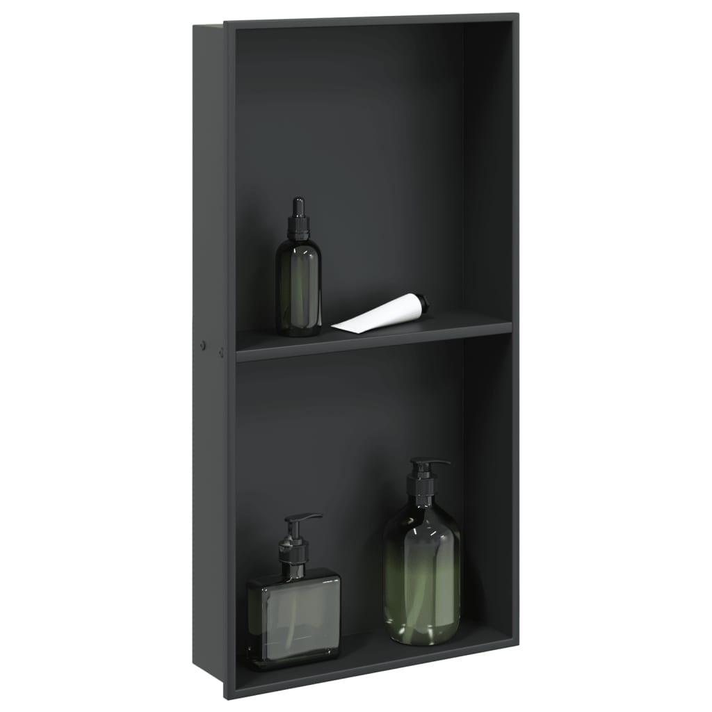 Suihkuhylly Matta Musta 32X62X9 Cm Ruostumaton Teräs
