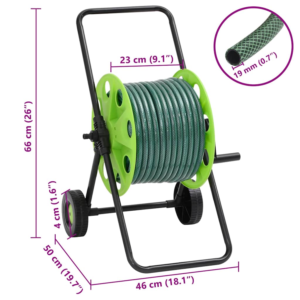 Letkukelakärry Vihreä Letkuliitinsarjalla 0,75" 30 M Pvc