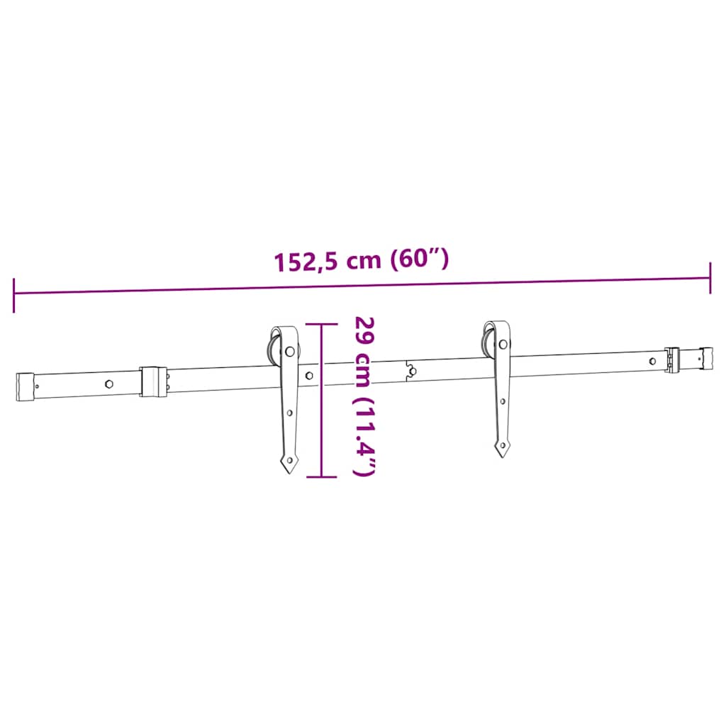 Liukuoven Asennussarja Teräs 152,5 Cm Musta