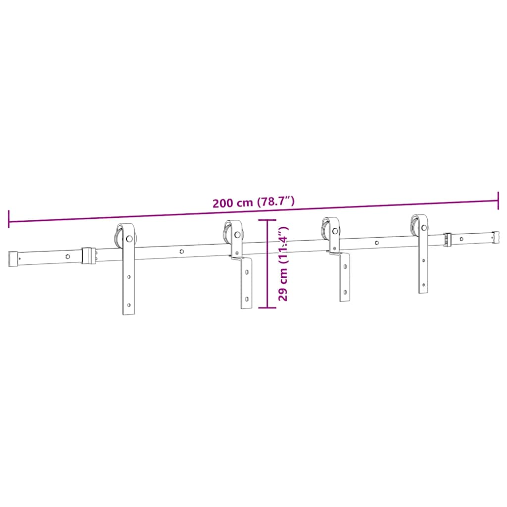 Liukuoven Asennussarja Teräs 200 Cm Musta