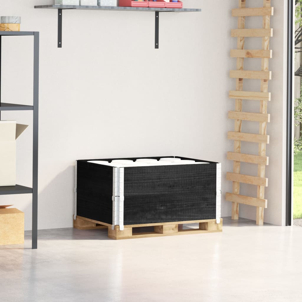 Kuormalavan Reunukset 2 Kpl Musta 80X60 Cm Täysi Mänty