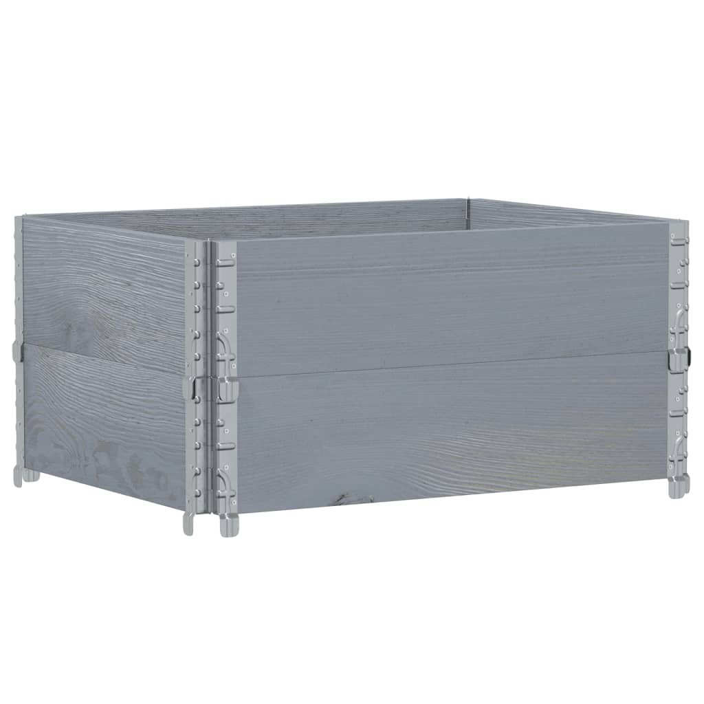 Kuormalavan Reunukset 2 Kpl Harmaa 80X60 Cm Täysi Mänty
