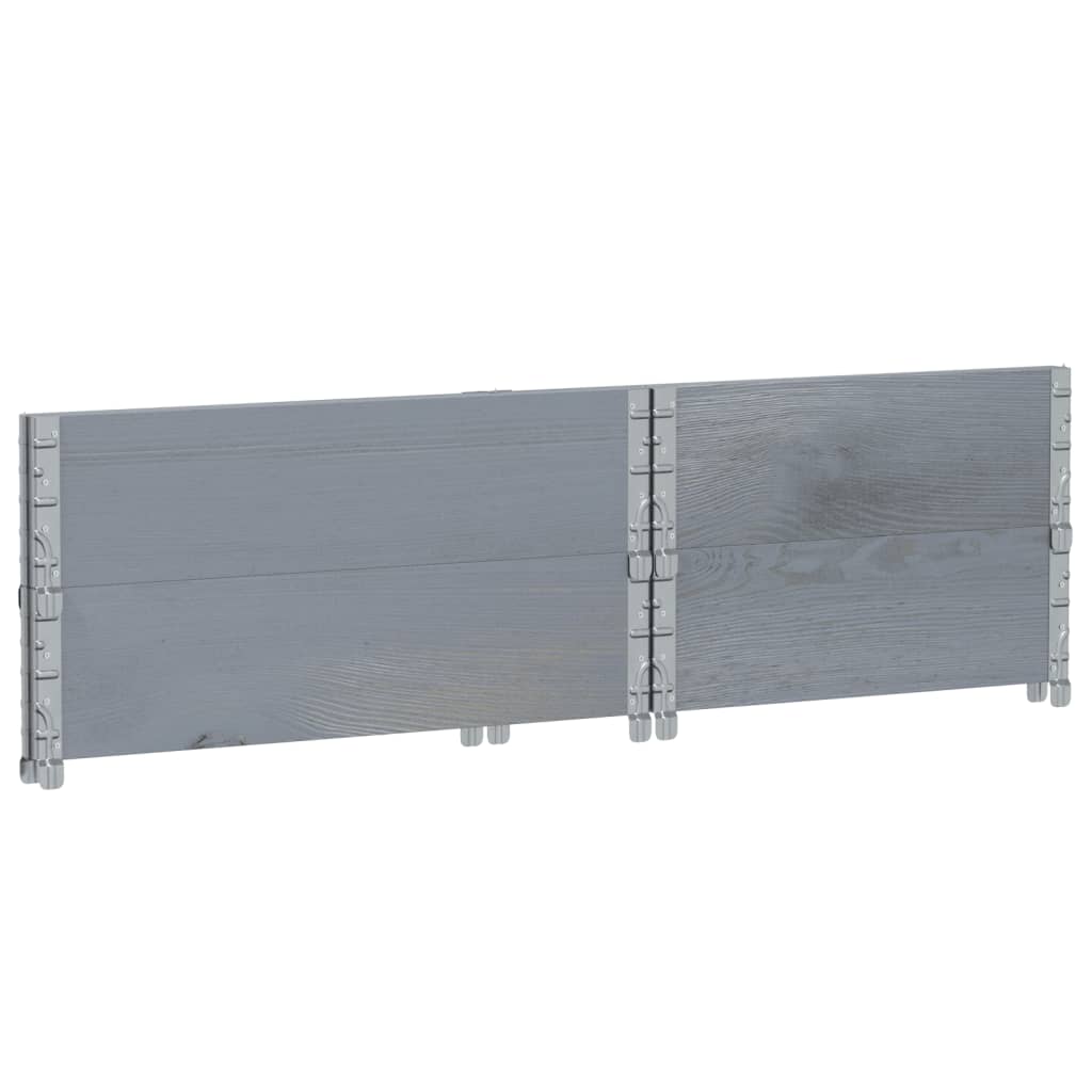 Kuormalavan Reunukset 2 Kpl Harmaa 80X60 Cm Täysi Mänty