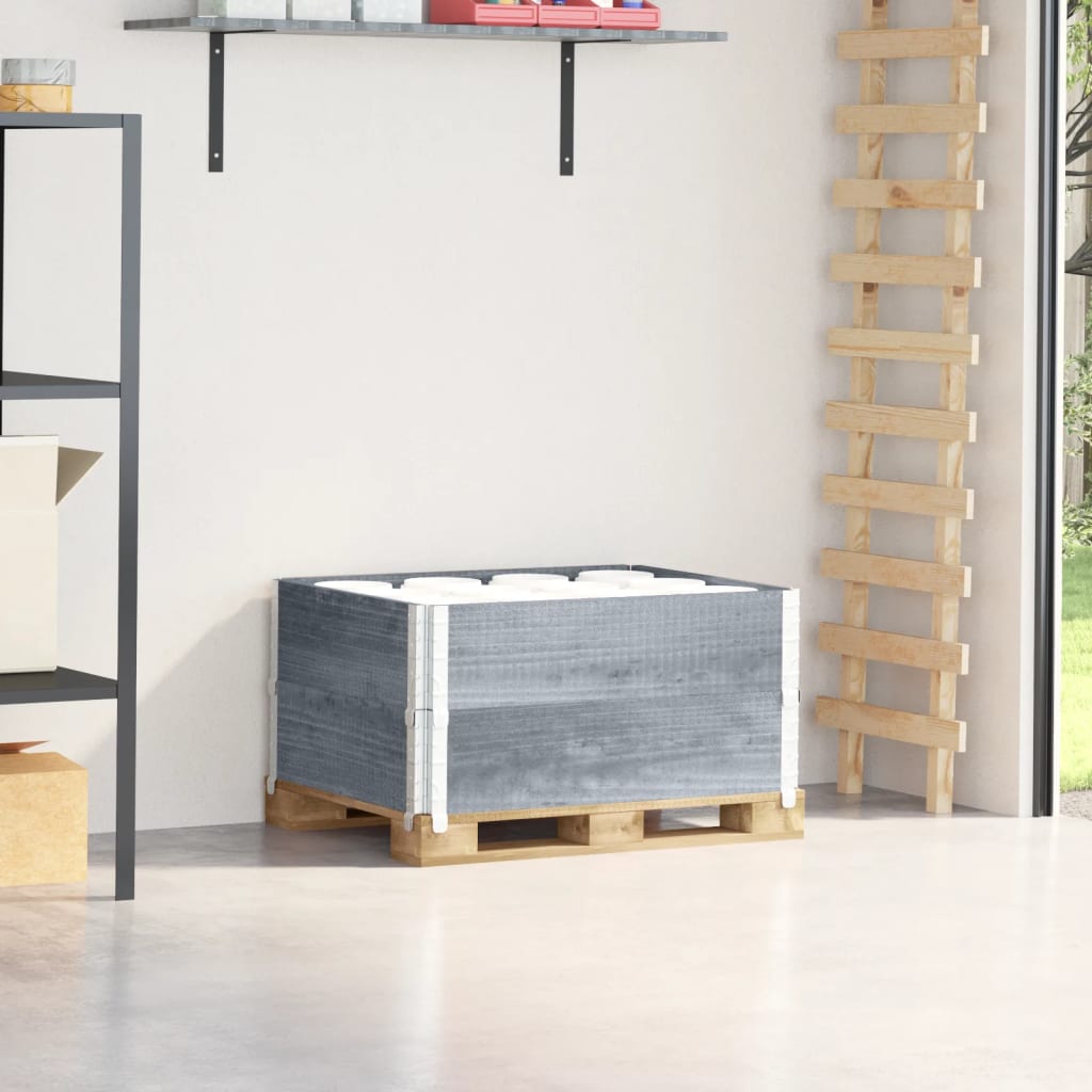 Kuormalavan Reunukset 2 Kpl Harmaa 80X60 Cm Täysi Mänty
