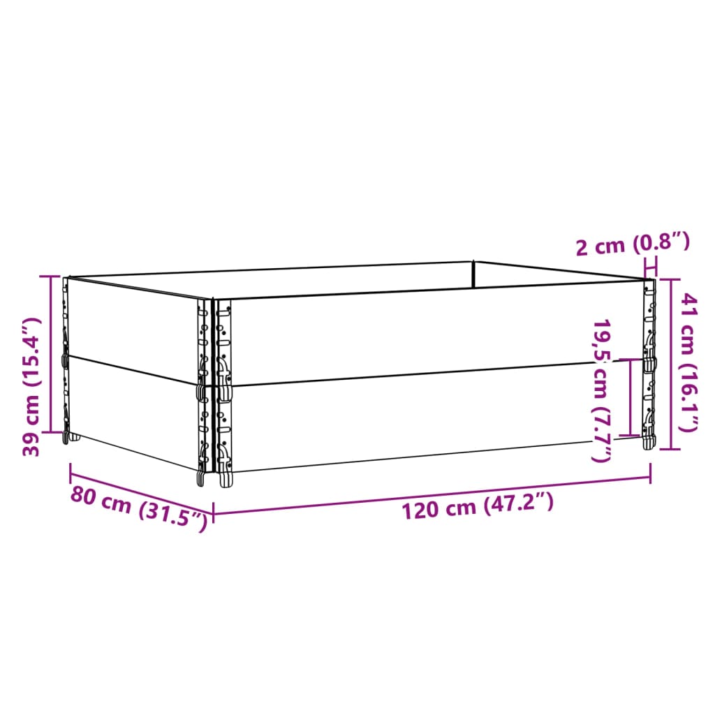 Kuormalavan Reunukset 2 Kpl Musta 120X80 Cm Täysi Mänty