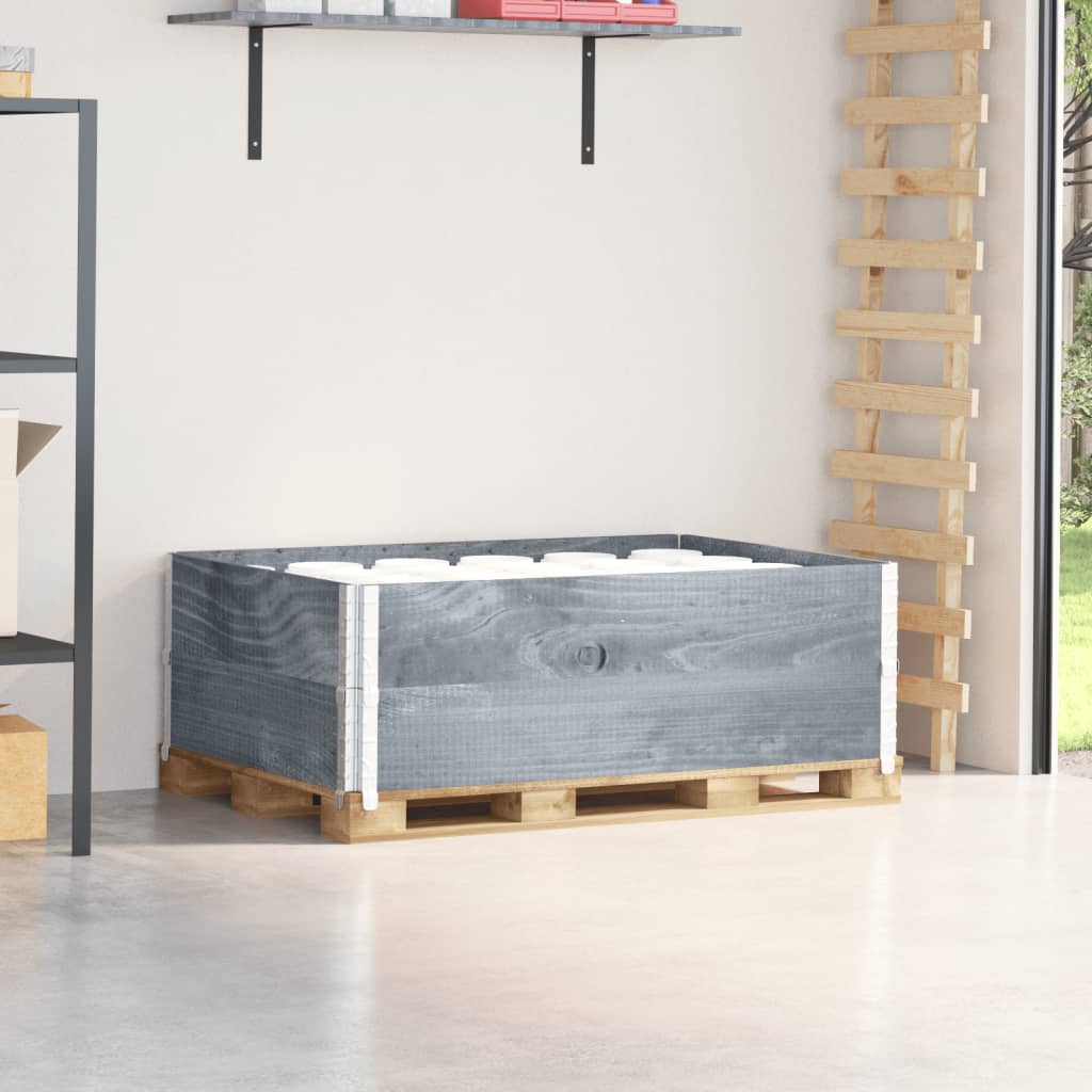 Kuormalavan Reunukset 2 Kpl Harmaa 120X80 Cm Täysi Mänty