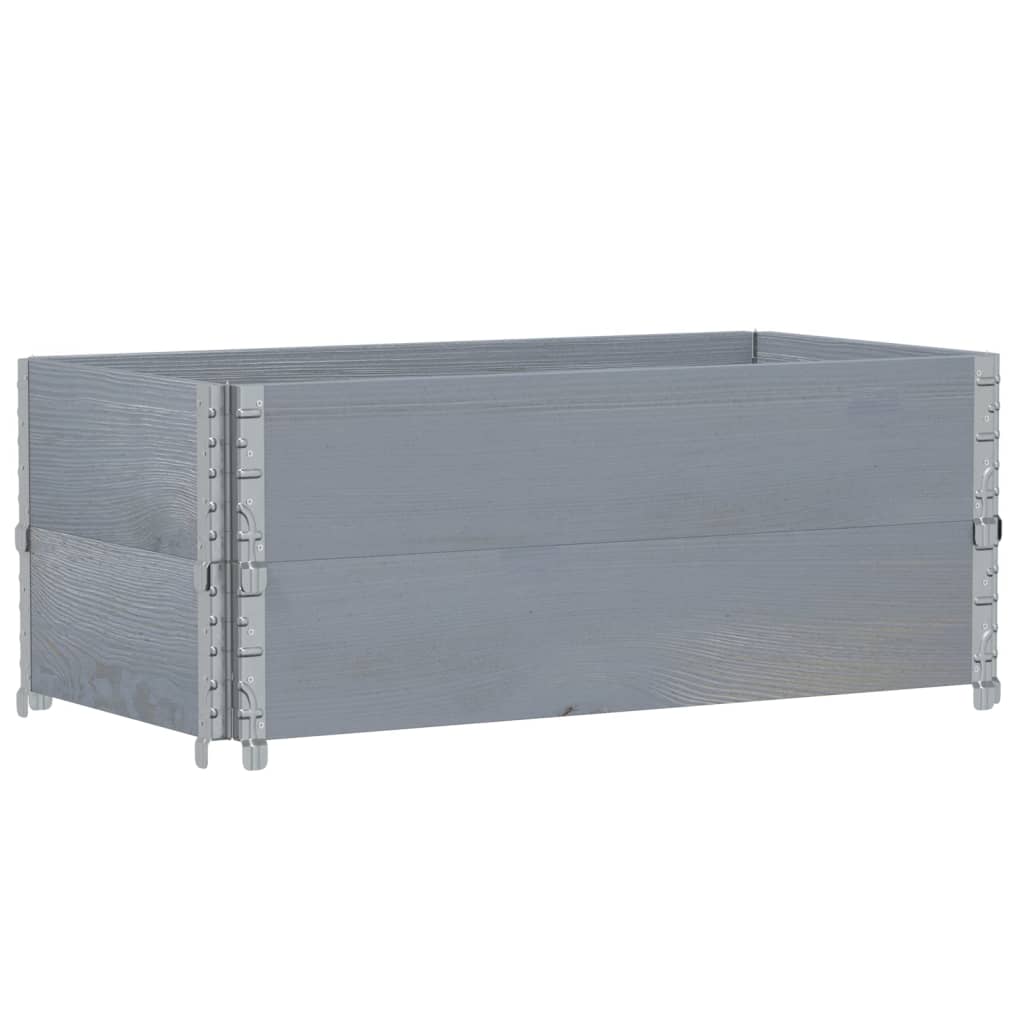 Kuormalavan Reunukset 2 Kpl Harmaa 100X50 Cm Täysi Mänty