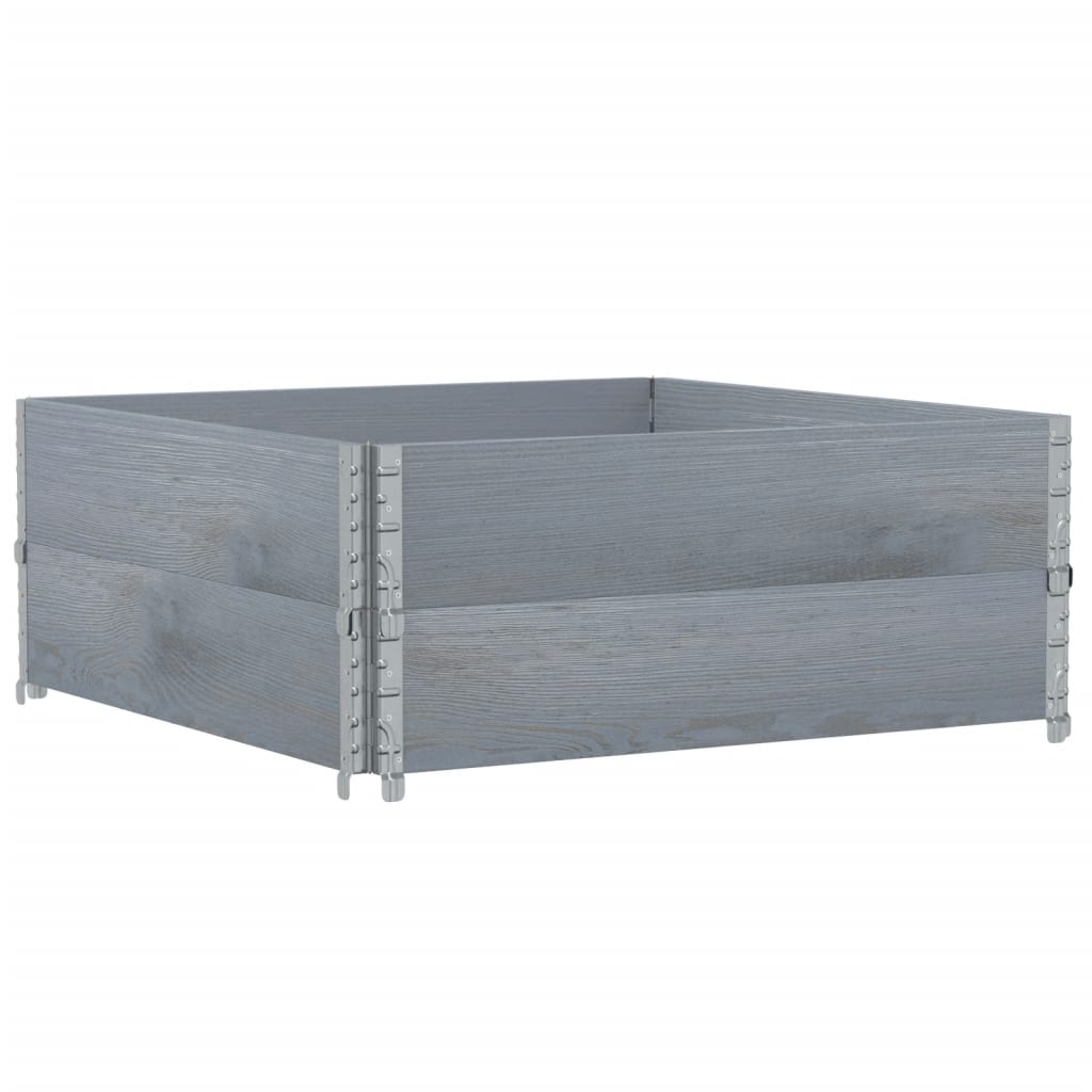 Kuormalavan Reunukset 2 Kpl Harmaa 100X100 Cm Täysi Mänty