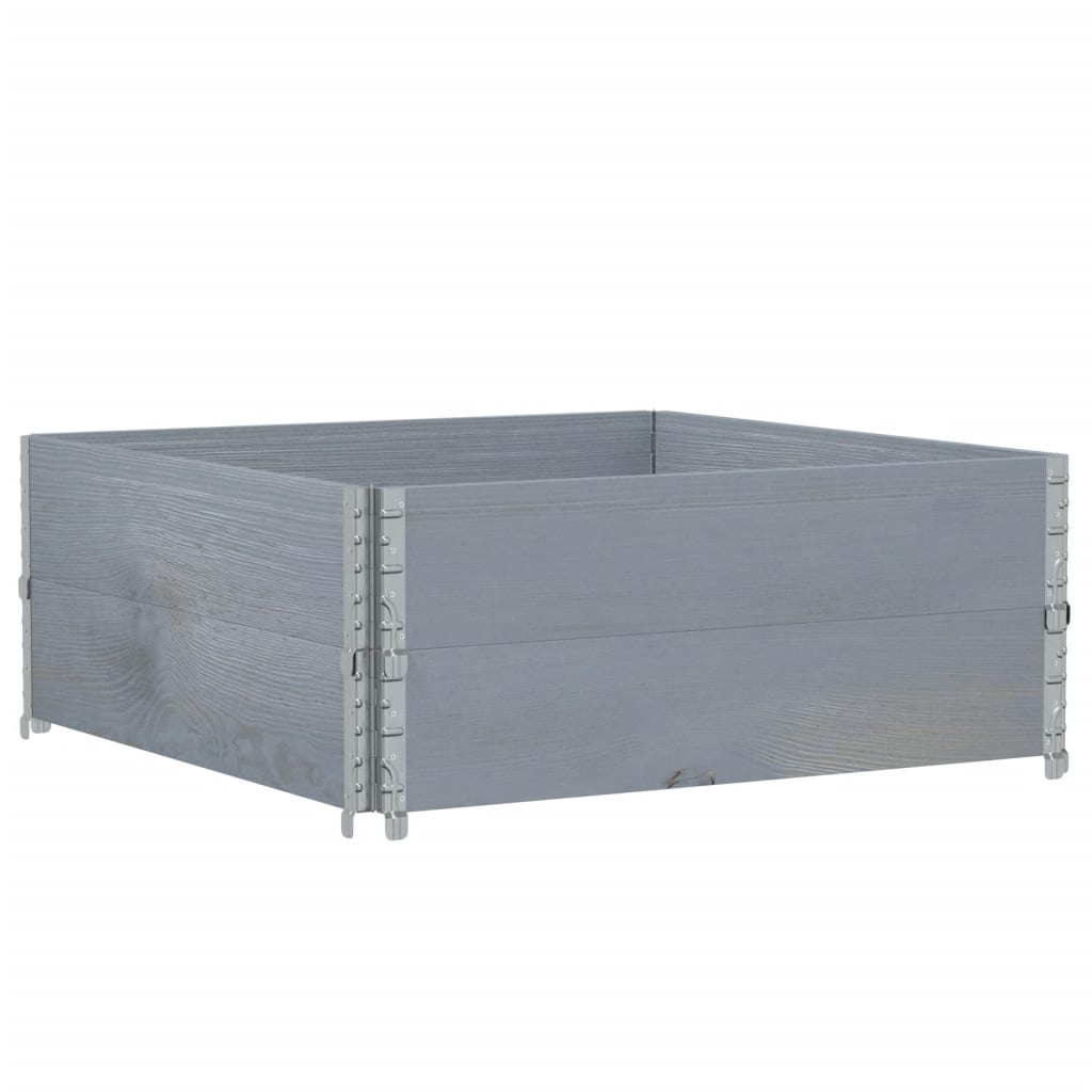 Kuormalavan Reunukset 2 Kpl Harmaa 100X100 Cm Täysi Mänty