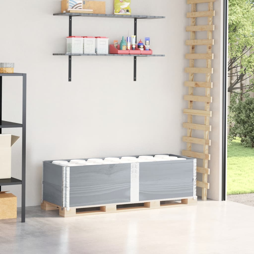 Kuormalavan Reunukset 2 Kpl Harmaa 150X50 Cm Täysi Mänty