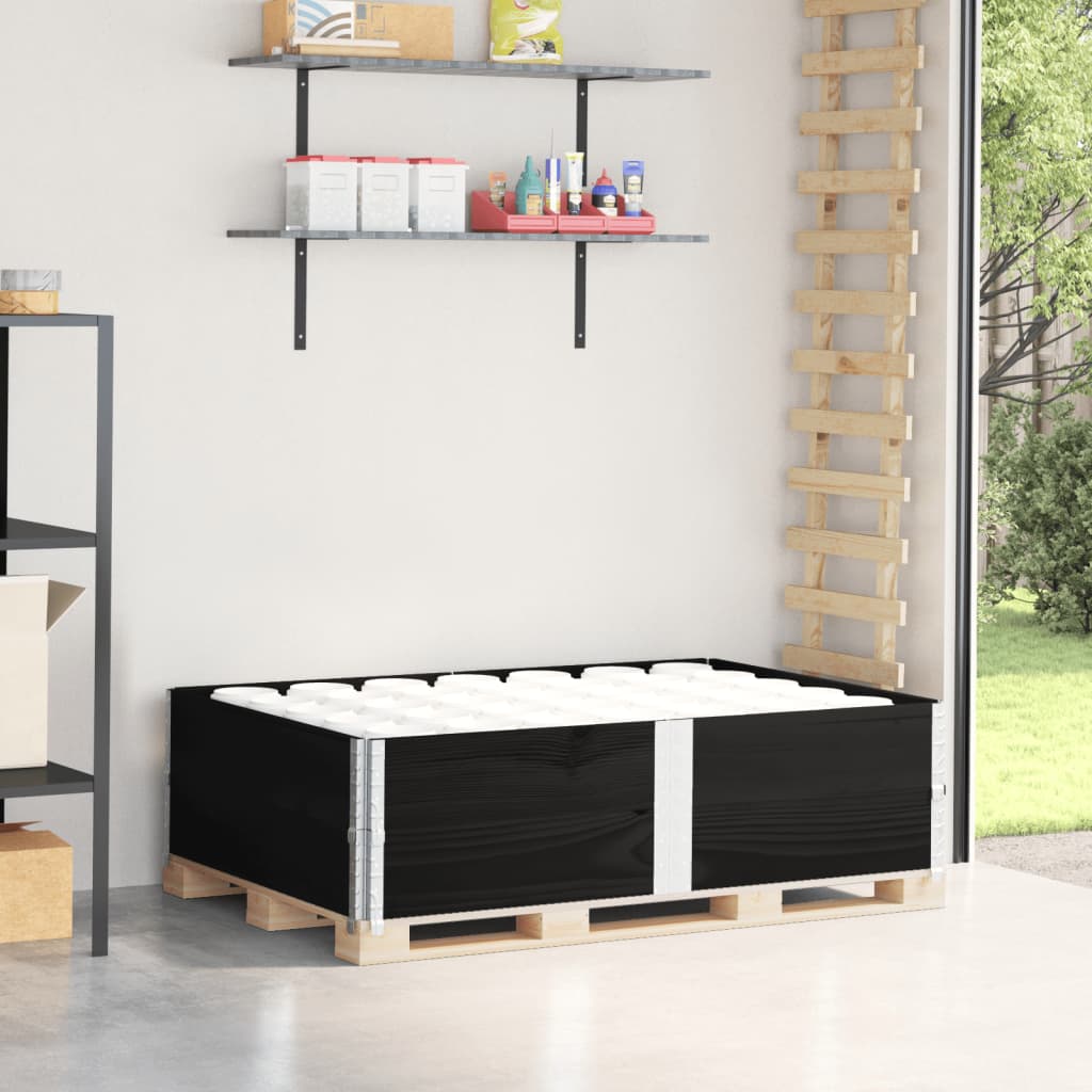 Kuormalavan Reunukset 2 Kpl Musta 150X100 Cm Täysi Mänty