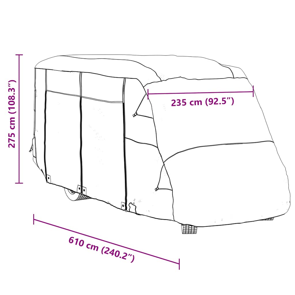Asuntoauton Päälliset Harmaa 610X235X275 Cm Kuitukangas