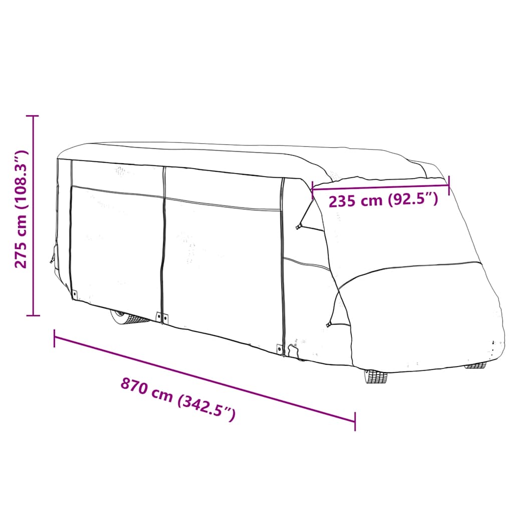 Asuntoauton Päälliset Harmaa 870X235X275 Cm Kuitukangas
