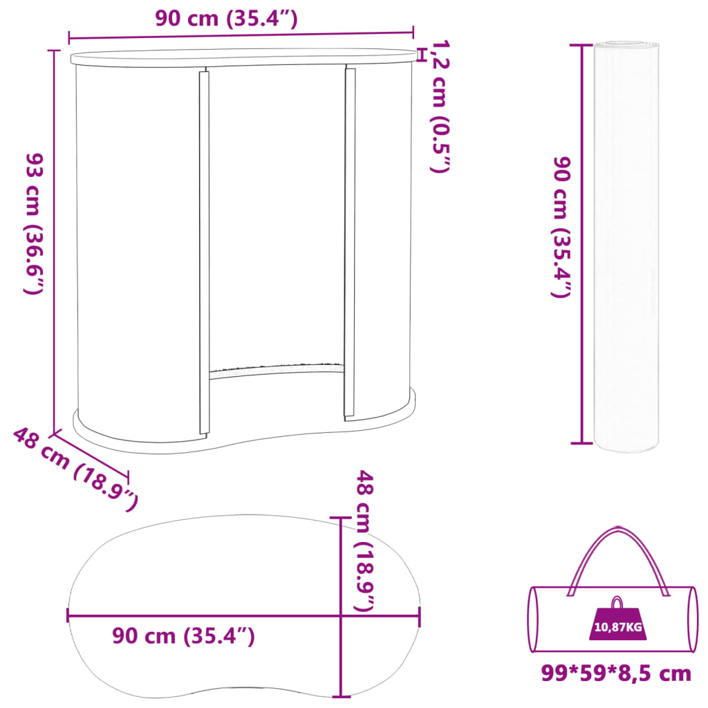 Messutiski Kokoontaittuva 90X48X93 Cm Tekninen Puu