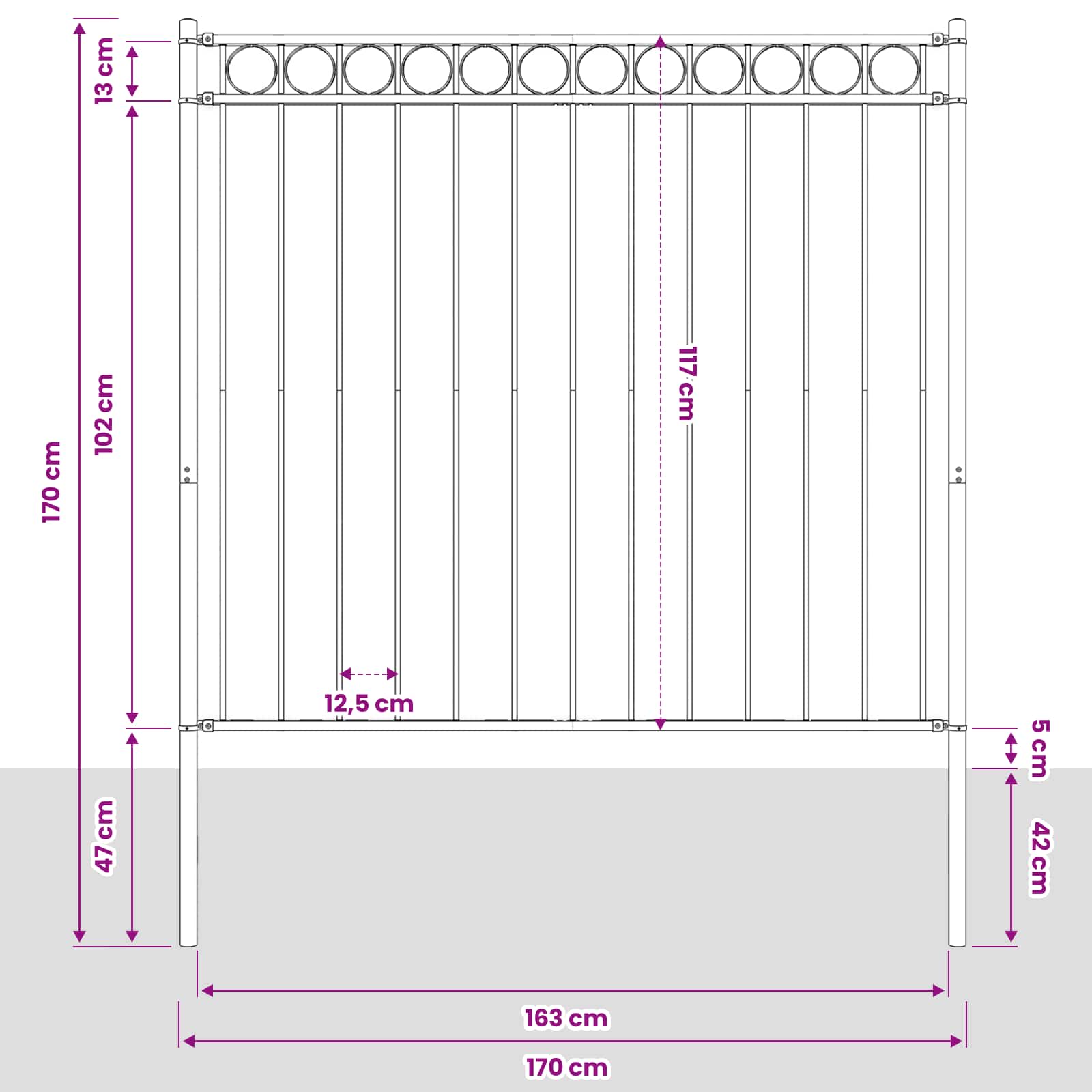 Aitaelementti Assen Harmaa 170 X 170 Cm Teräs