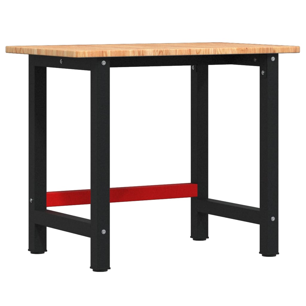 Työpenkki Vaaleanruskea 100X60X81,5 Cm Täysi Tammi Suorakaide