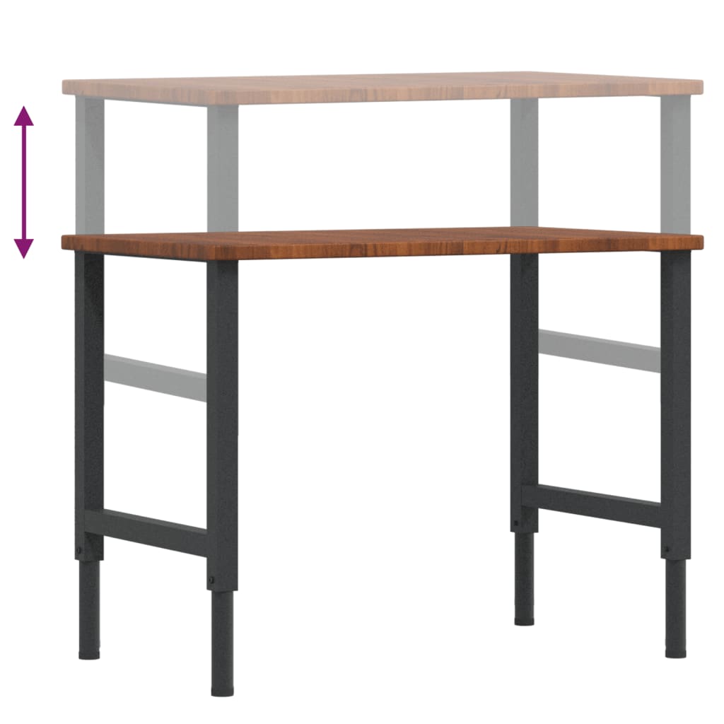 Työpenkki T.ruskea 100X60X(71,5-98) Cm Täysi Tammi Suorakaide